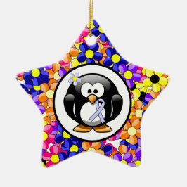 Periwinkle Ribbon Penguin Keramisch Ornament
