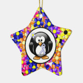 Periwinkle Ribbon Penguin Keramisch Ornament (Links)