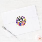 Periwinkle Ribbon Penguin Ronde Sticker (Envelop)