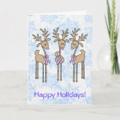 Periwinkle Ribbon Reindeer Feestdagen Kaart (Voorkant)