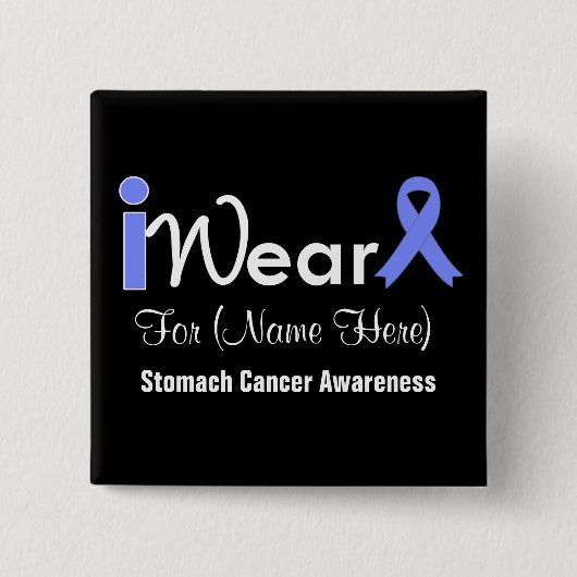 Periwinkle Ribbon Stomach Cancer personaliseren Vierkante Button 5,1 Cm (Voorkant)