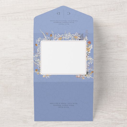 Periwinkle  Romantic Wildflower All In One Uitnodiging (Buitenkant)