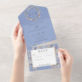 Periwinkle Romantic Wildflower No Dinner All In One Uitnodiging (Afscheurbaar)