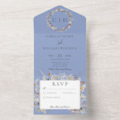 Periwinkle Romantic Wildflower No Dinner All In One Uitnodiging (Binnen)