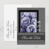 PERIWINKLE Rozen & Kant Save the Date Post Kaart (Voorkant / Achterkant)