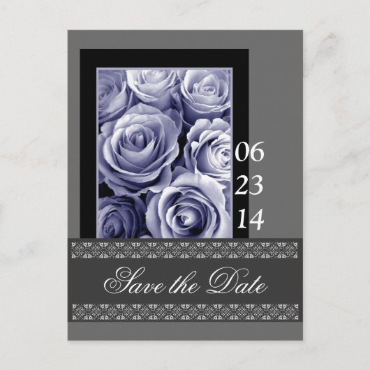 PERIWINKLE Rozen & Kant Save the Date Post Kaart (Voorkant)