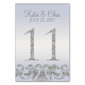 Periwinkle Silver Glitter Look Tafelnummers-11 Kaart (Achterkant)