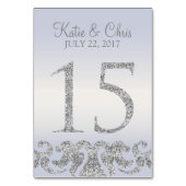 Periwinkle Silver Glitter Look Tafelnummers-15 Kaart (Achterkant)