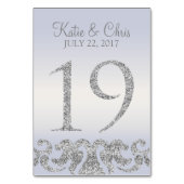 Periwinkle Silver Glitter Look Tafelnummers-19 Kaart (Achterkant)