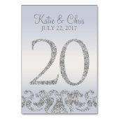 Periwinkle Silver Glitter Look Tafelnummers-20 Kaart (Voorkant)