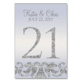 Periwinkle Silver Glitter Look Tafelnummers-21 Kaart (Achterkant)