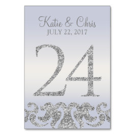 Periwinkle Silver Glitter Look Tafelnummers-24 Kaart