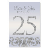 Periwinkle Silver Glitter Look Tafelnummers-25 Kaart (Achterkant)
