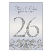 Periwinkle Silver Glitter Look Tafelnummers-26 Kaart (Achterkant)