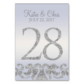 Periwinkle Silver Glitter Look Tafelnummers-28 Kaart (Voorkant)