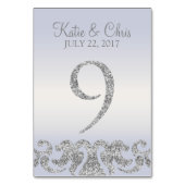 Periwinkle Silver Glitter Look Tafelnummers-9 Kaart (Voorkant)