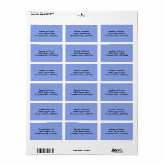 Periwinkle Solid Color Etiket (Full Sheet)