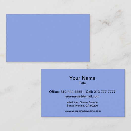 Periwinkle Solid Color Visitekaartje (Voorkant / Achterkant)