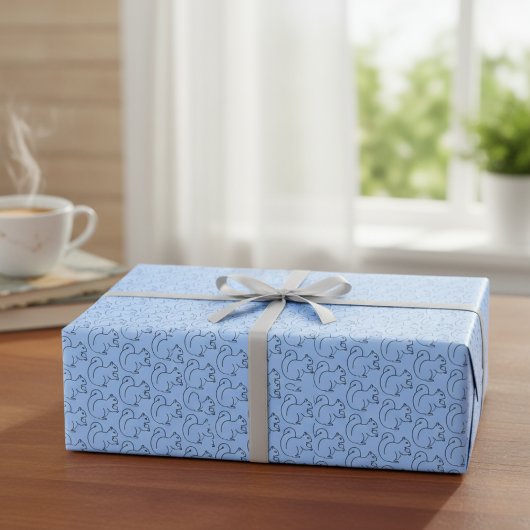 Periwinkle Squirrel Chic Wrapping Paper