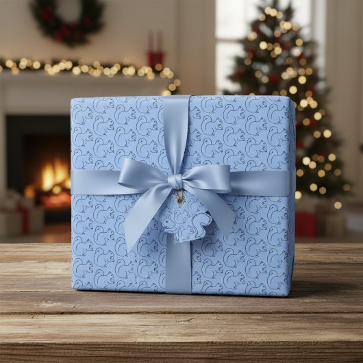 Periwinkle Squirrel Chic Wrapping Paper