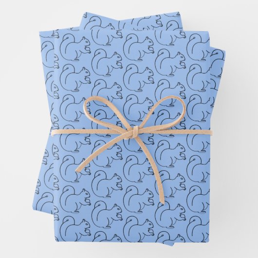 Periwinkle Squirrel Chic Wrapping Paper (In situ)