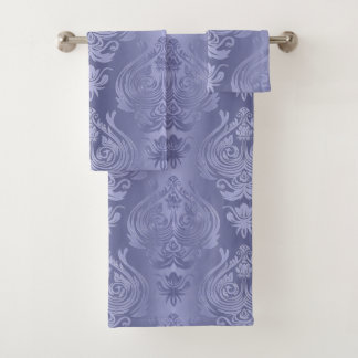 Periwinkle Steel Floral Lace Damask Bad Handdoek