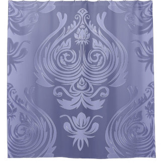 Periwinkle Steel Floral Lace Damask Douchegordijn