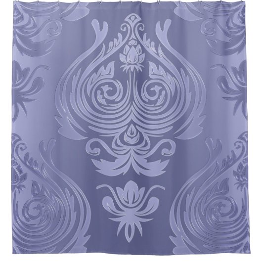 Periwinkle Steel Floral Lace Damask Douchegordijn (Voorkant)