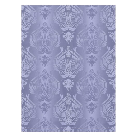 Periwinkle Steel Floral Lace Damask Tafelkleed (Voorkant)