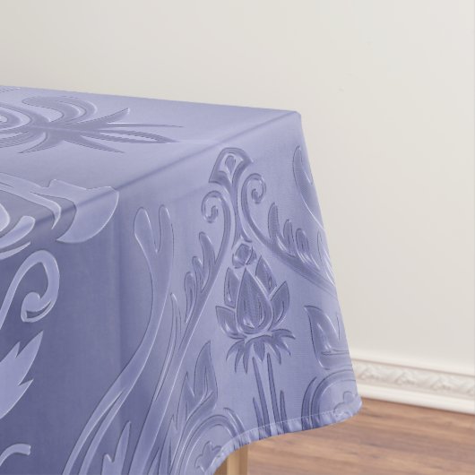 Periwinkle Steel Floral Lace Damask Tafelkleed (Voorbeeld)