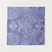 Periwinkle Steel Floral Lace Damask Wandkleed (Voorkant (horizontaal))