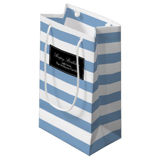 Periwinkle Stripes Pattern Gepersonaliseerd Klein Cadeauzakje (Voorkant Gekanteld)
