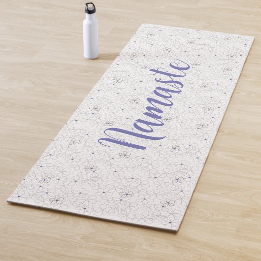 Periwinkle Taupe White Flowers Yogamat (In situ)