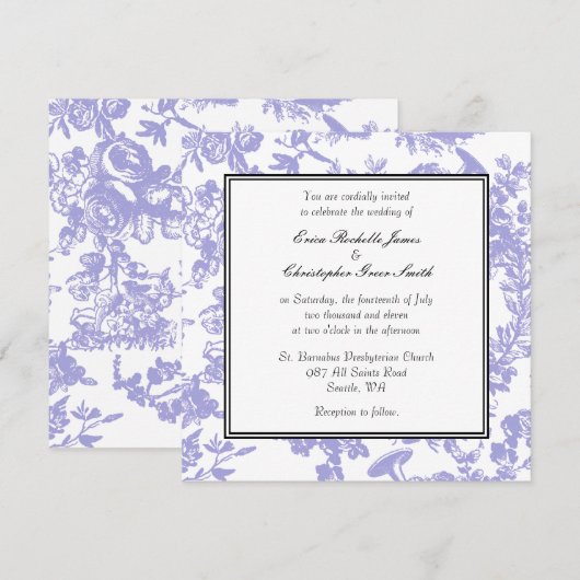 Periwinkle Toile Wedding Invitation Kaart (Voorkant / Achterkant)