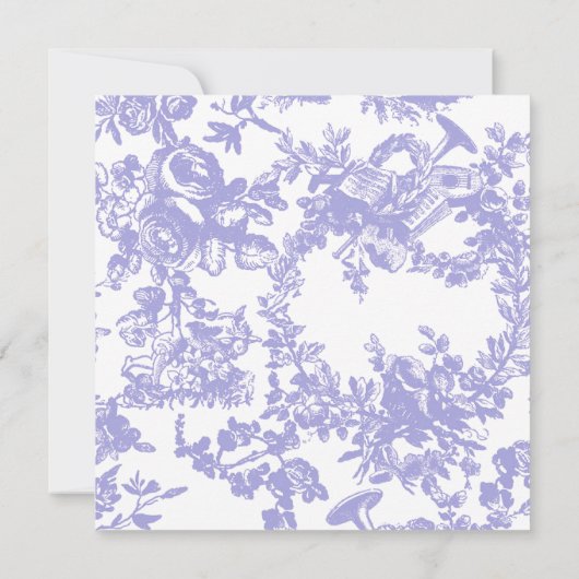 Periwinkle Toile Wedding Invitation Kaart (Achterkant)
