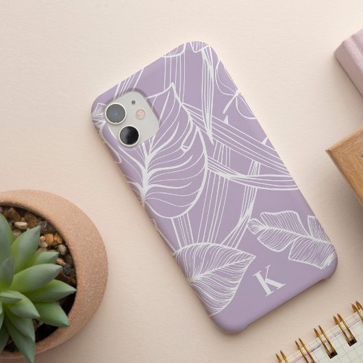 Periwinkle Tropical Palm Leaf Pattern Case-Mate iPhone Case