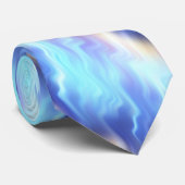 Periwinkle Turquoise Aqua Roos Waves Stropdas (Opgerold)