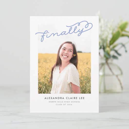 Periwinkle Uiteindelijk Foto Afstuderen Aankondigi Kaart (Staand voorkant)