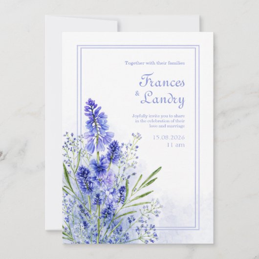 Periwinkle Watercolor Botanical Muscari Frame Kaart (Voorkant)