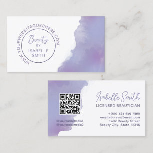 Periwinkle Waterverf Elegant Circle QR Code Visitekaartje