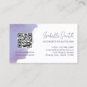 Periwinkle Waterverf Elegant Circle QR Code Visitekaartje (Achterkant)