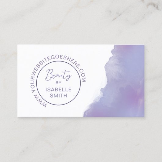 Periwinkle Waterverf Elegant Circle QR Code Visitekaartje (Voorkant)