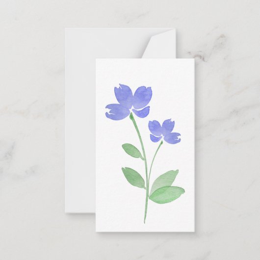 Periwinkle Waterverf Flower Stems Note Card Notitiekaartje (Voorkant)
