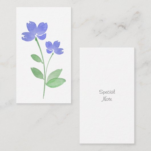 Periwinkle Waterverf Flower Stems Note Card Notitiekaartje (Voorkant / Achterkant)