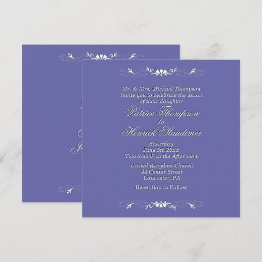 Periwinkle Weddenuitnodiging Kaart (Voorkant / Achterkant)