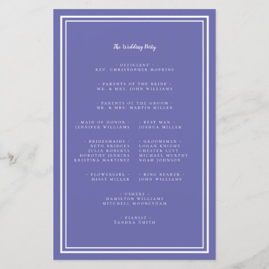 Periwinkle Wedding Script Budget Ceremony Program (Achterkant)