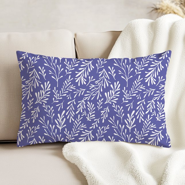 Periwinkle Whimsical Foliage Pattern Accent Kussen (Creator heeft geüpload)