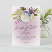 Periwinkle White Mauve Floral Moderne Bruidsbrunch Kaart (Staand voorkant)