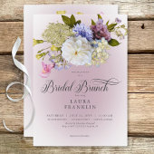 Periwinkle White Mauve Floral Moderne Bruidsbrunch Kaart