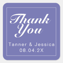 Periwinkle & White Modern minimalist Dank u Vierkante Sticker